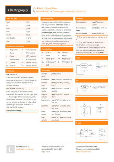 C - Básico Cheat Sheet