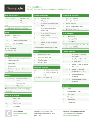 Vim Cheat Sheet