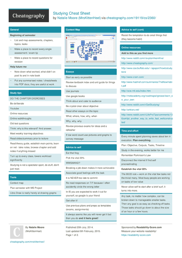 Studying Cheat Sheet by NatalieMoore - Cheatography.com: Cheat Sheets ...